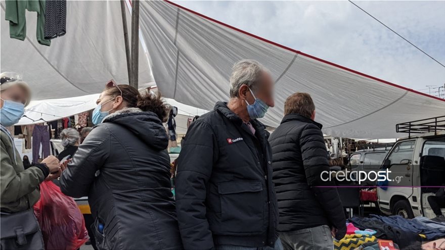 Παρά το lockdown παρατηρήθηκε συνωστισμός ατόμων στο Ηράκλειο.