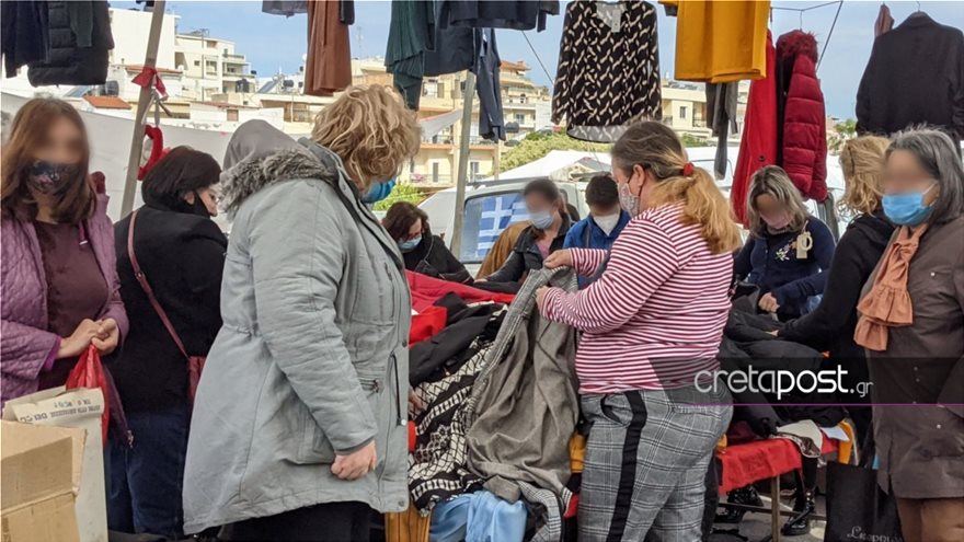 Παρά το lockdown παρατηρήθηκε συνωστισμός ατόμων στο Ηράκλειο.