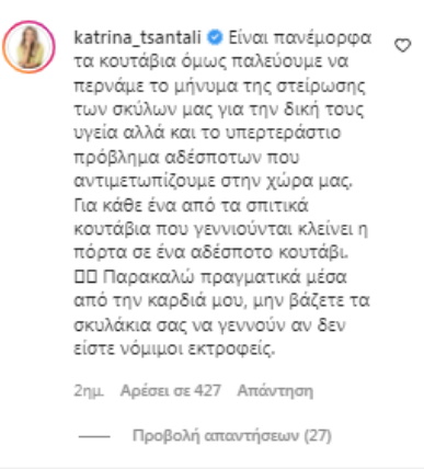 Κατρίνα Τσάνταλη σχόλιο